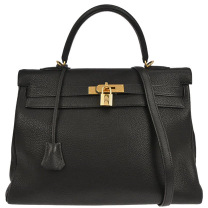 Hermes Black Togo Kelly 35 Retourne 2way Shoulder Handbag