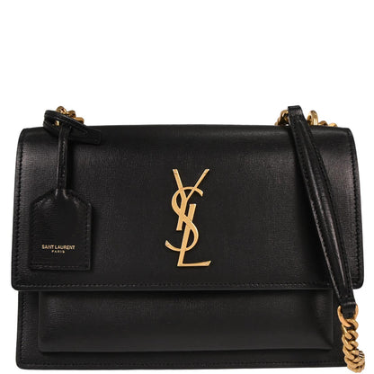 Saint Laurent Black Leather Sunset Shoulder Bag