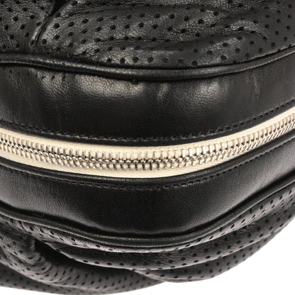 Chanel 2003-2004 Black Perforated Lambskin Baseball Spirit Ligne Hobo Handbag