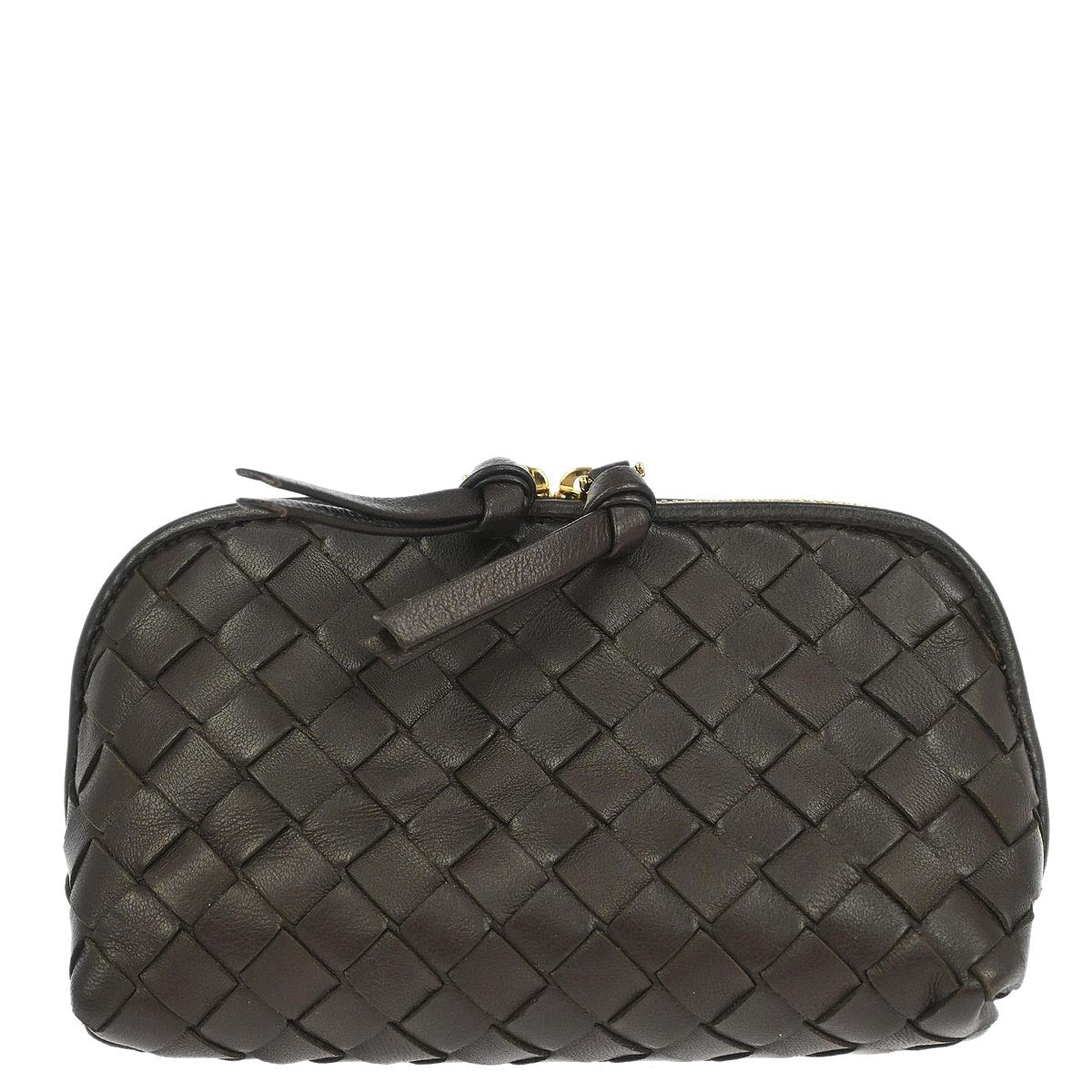 Bottega Veneta Brown Lambskin Intrecciato Pouch