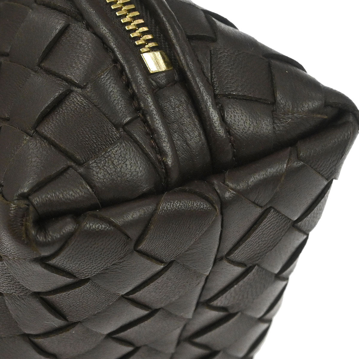Bottega Veneta Brown Lambskin Intrecciato Pouch