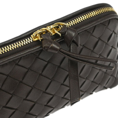 Bottega Veneta Brown Lambskin Intrecciato Pouch
