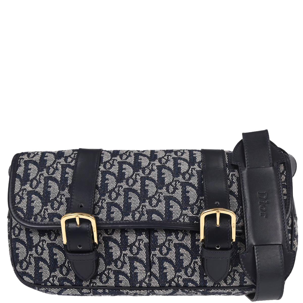 Christian Dior Navy Canvas Trotter Shoulder Bag