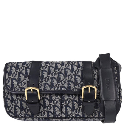 Christian Dior Navy Canvas Trotter Shoulder Bag