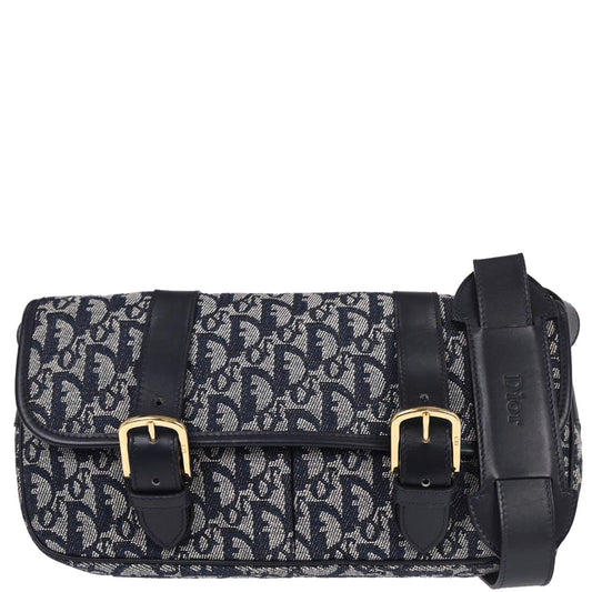 Christian Dior Navy Canvas Trotter Shoulder Bag