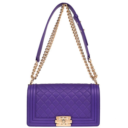 Boy Chanel Purple Lambskin Medium Shoulder Bag