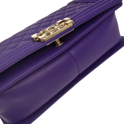Boy Chanel Purple Lambskin Medium Shoulder Bag