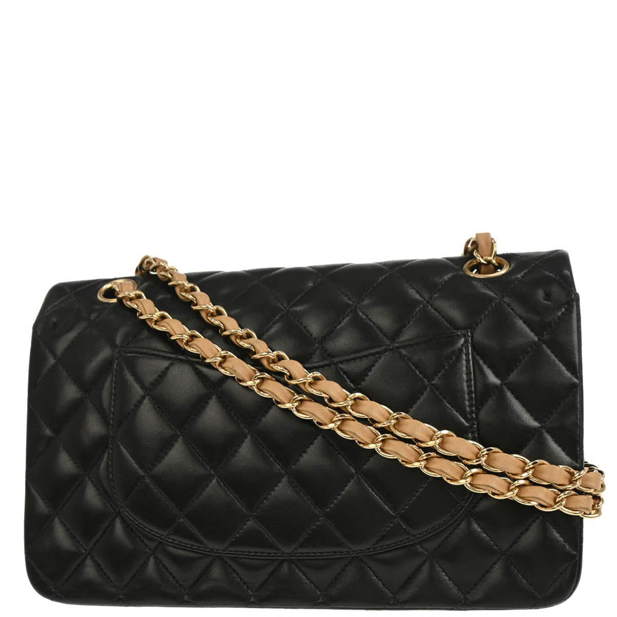 Chanel 2003-2004 Black Lambskin Medium Classic Double Flap Shoulder Bag