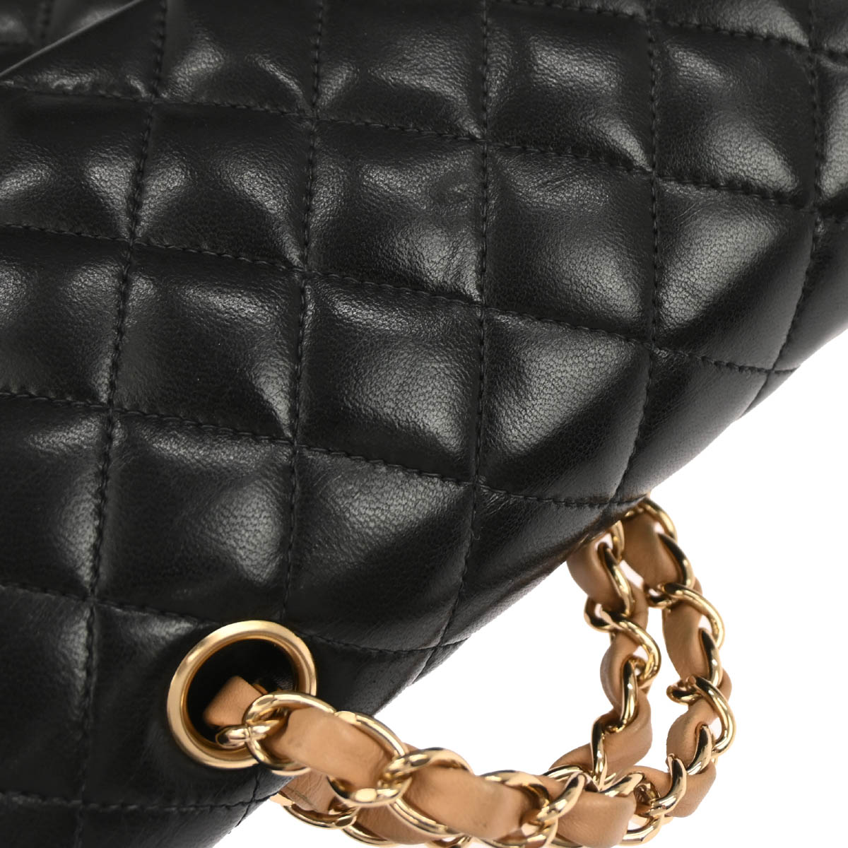 Chanel 2003-2004 Black Lambskin Medium Classic Double Flap Shoulder Bag