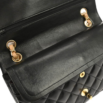 Chanel 2003-2004 Black Lambskin Medium Classic Double Flap Shoulder Bag
