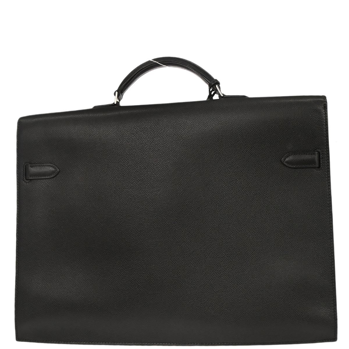 Hermes Black Epsom Kelly Depeche 38 Business Handbag