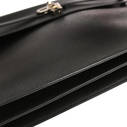 Hermes Black Epsom Kelly Depeche 38 Business Handbag