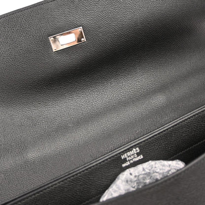 Hermes Black Epsom Kelly Depeche 38 Business Handbag
