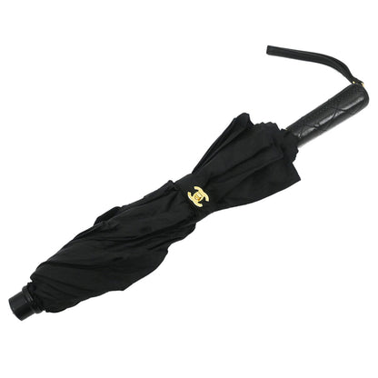 Chanel Black Folding Umbrella & Bag Set Small Good