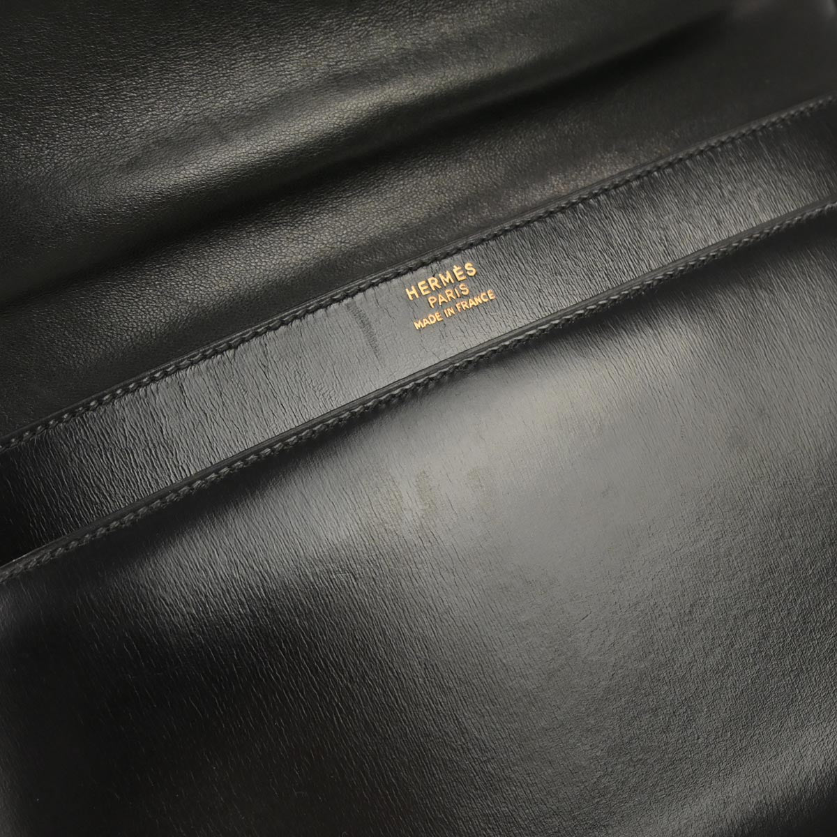 Hermes Black Box Calf Piano Handbag