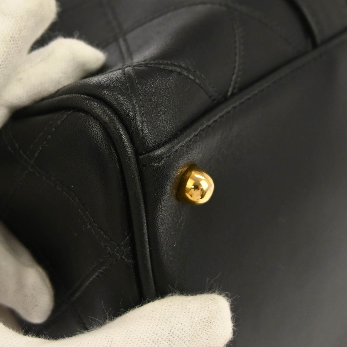 Chanel 1994-1996 Black Lambskin Bicolore 2way Duffle Shoulder Handbag