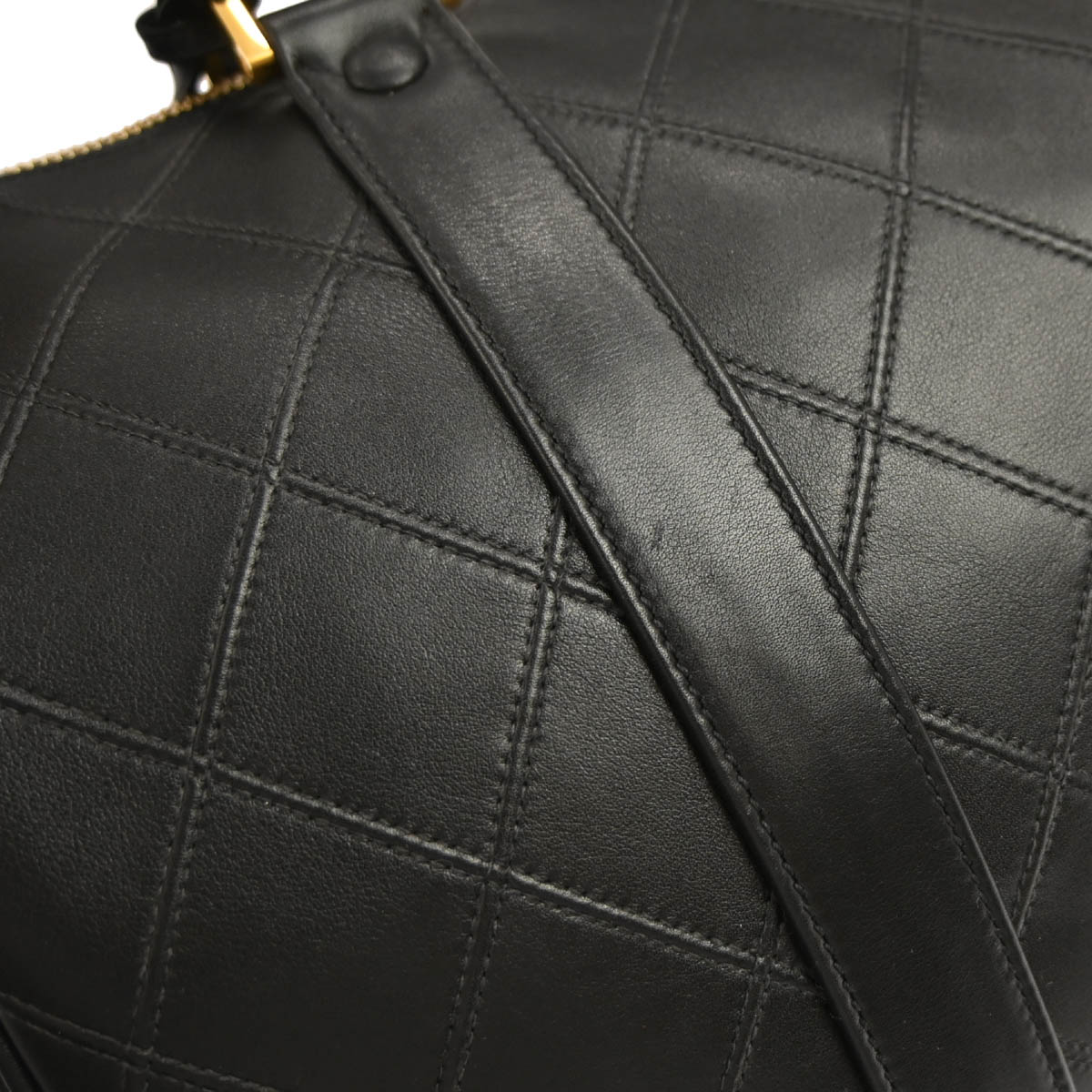 Chanel 1994-1996 Black Lambskin Bicolore 2way Duffle Shoulder Handbag