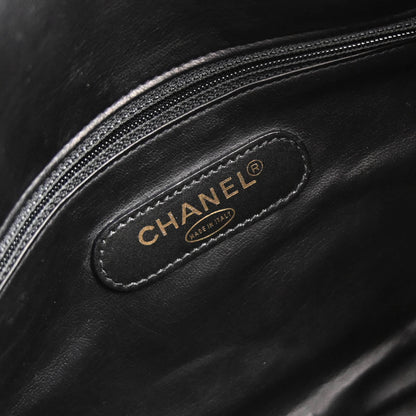 Chanel 1994-1996 Black Lambskin Bicolore 2way Duffle Shoulder Handbag