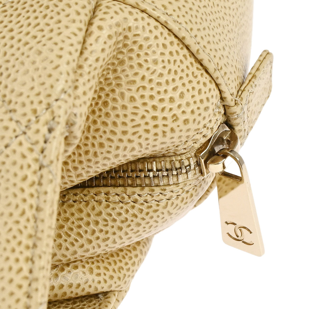 Chanel 2002-2003 Beige Caviar Skin Petite Timeless Tote PTT Chain Handbag