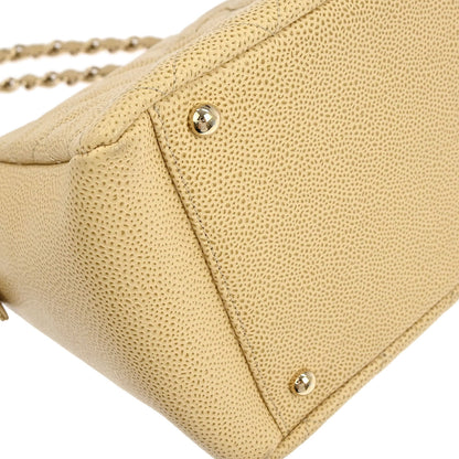 Chanel 2002-2003 Beige Caviar Skin Petite Timeless Tote PTT Chain Handbag