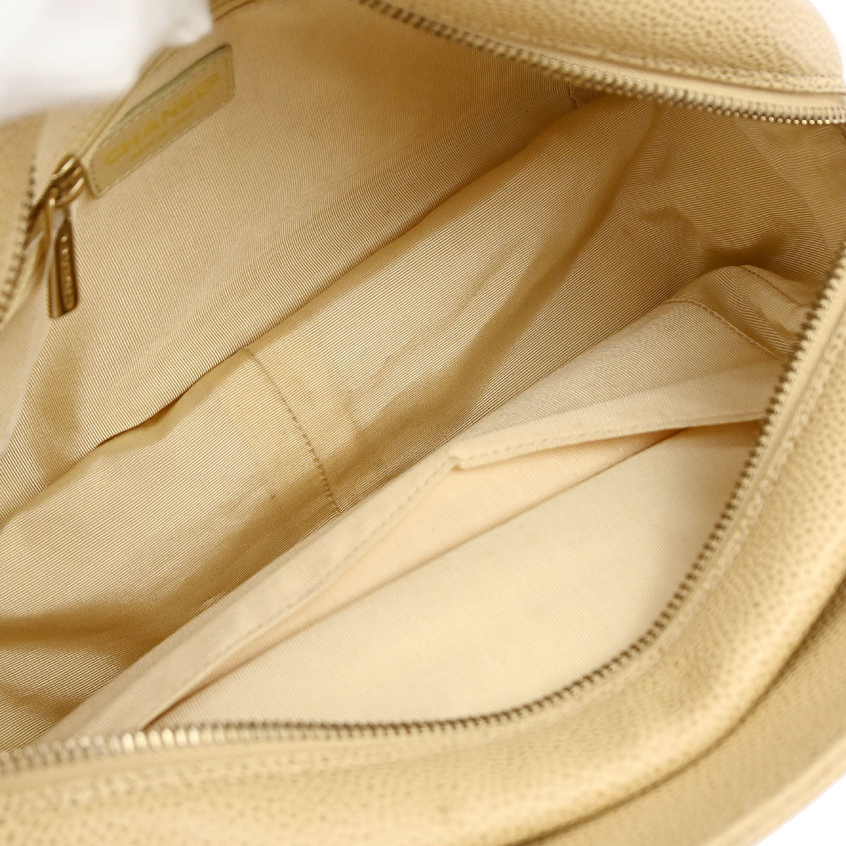 Chanel 2002-2003 Beige Caviar Skin Petite Timeless Tote PTT Chain Handbag