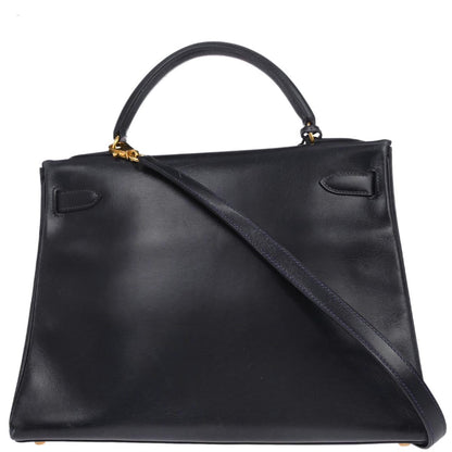 Hermes Navy Box Calf Kelly 32 Retourne 2way Shoulder Handbag