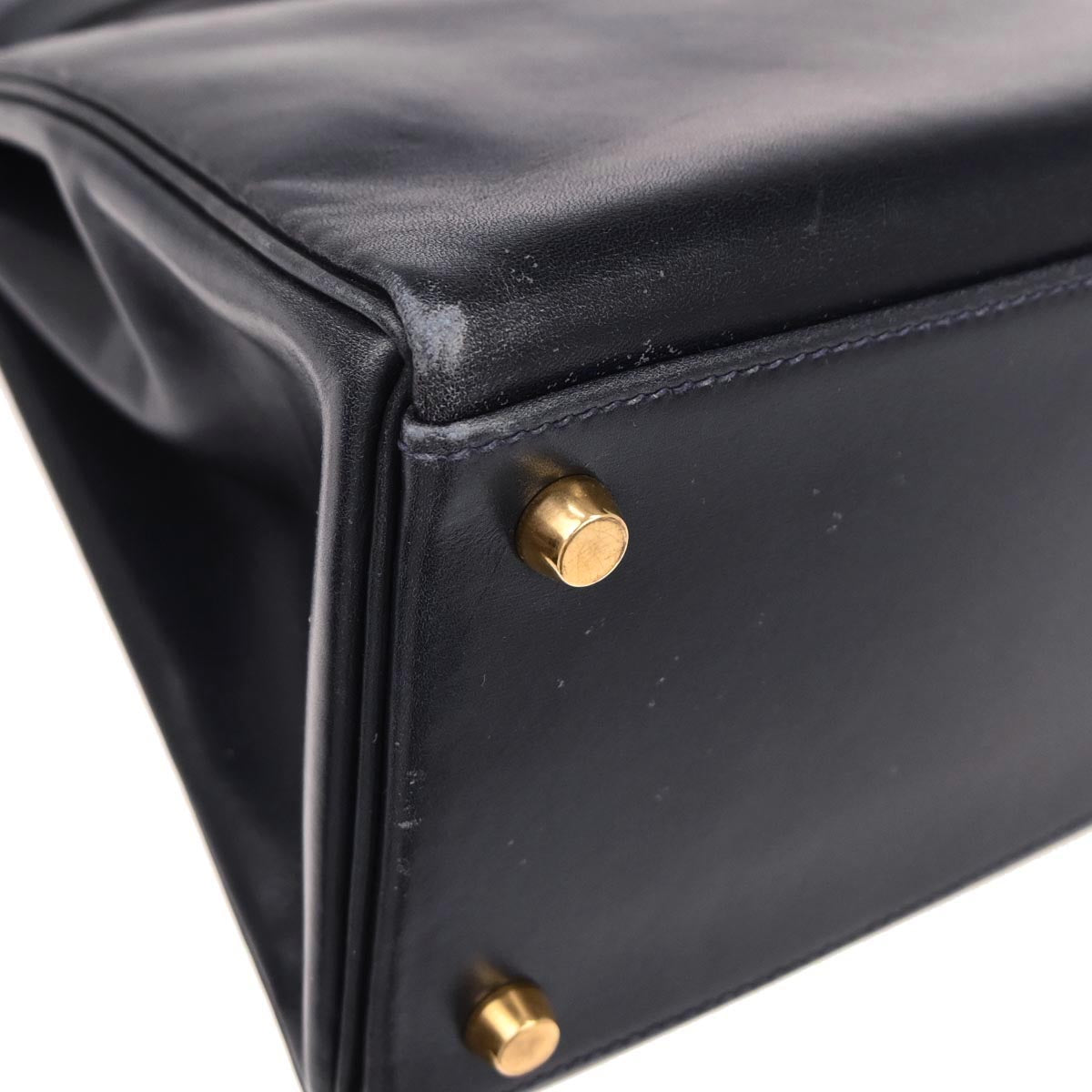 Hermes Navy Box Calf Kelly 32 Retourne 2way Shoulder Handbag