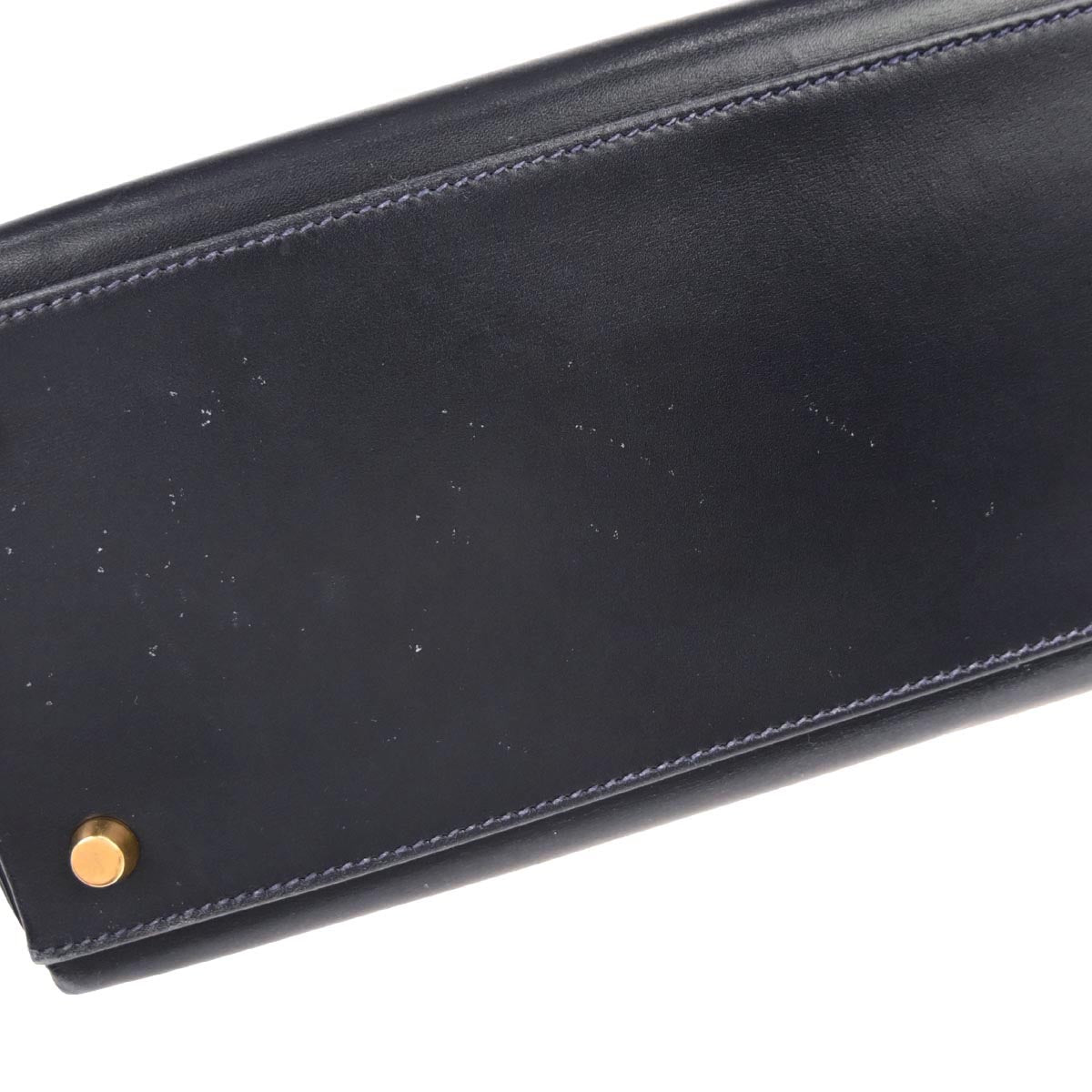 Hermes Navy Box Calf Kelly 32 Retourne 2way Shoulder Handbag