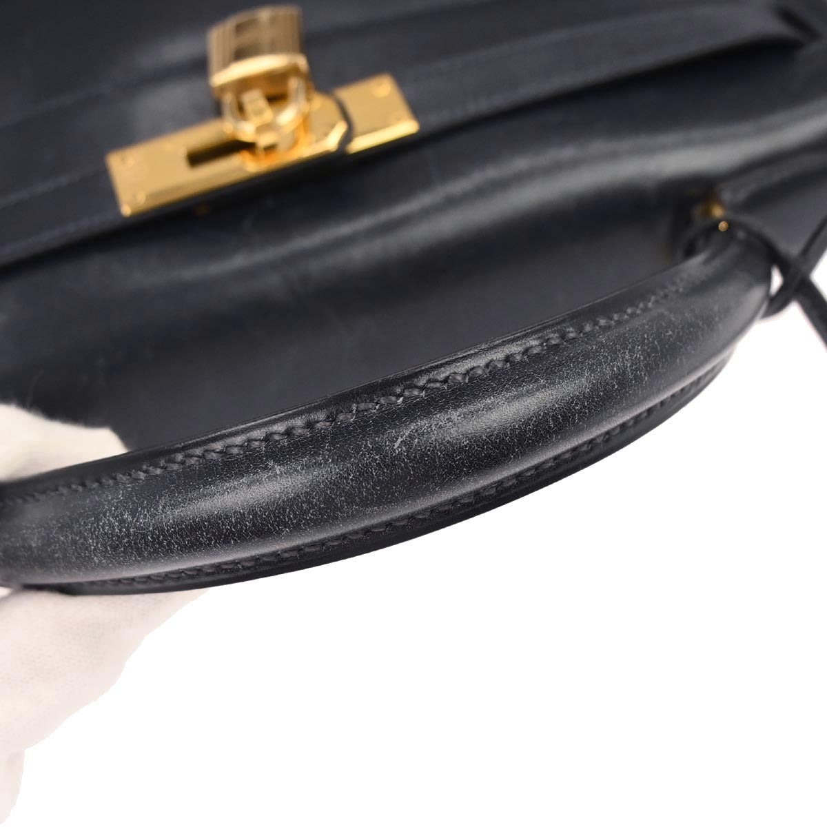 Hermes Navy Box Calf Kelly 32 Retourne 2way Shoulder Handbag