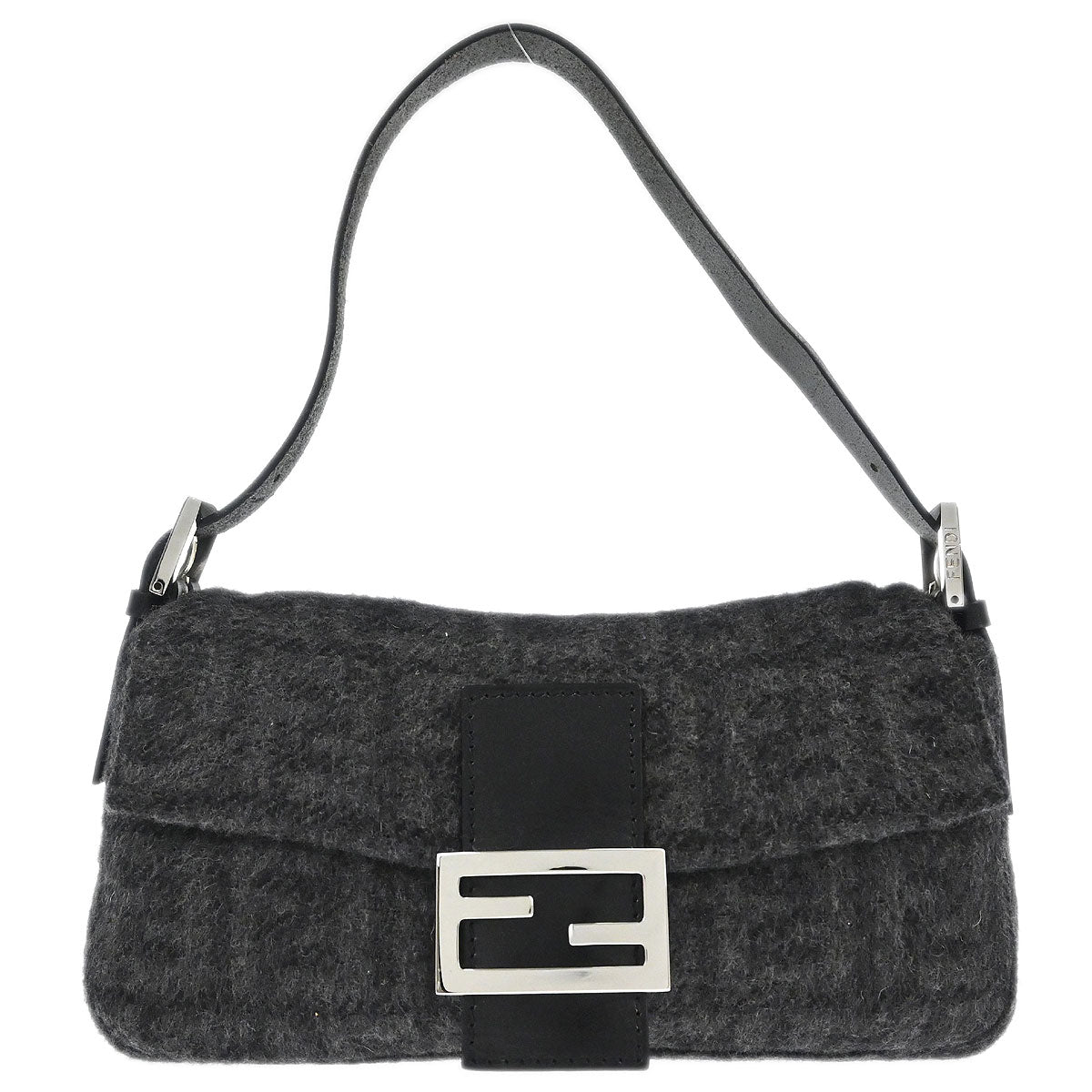 Fendi Gray Wool Zucca Baguette Handbag