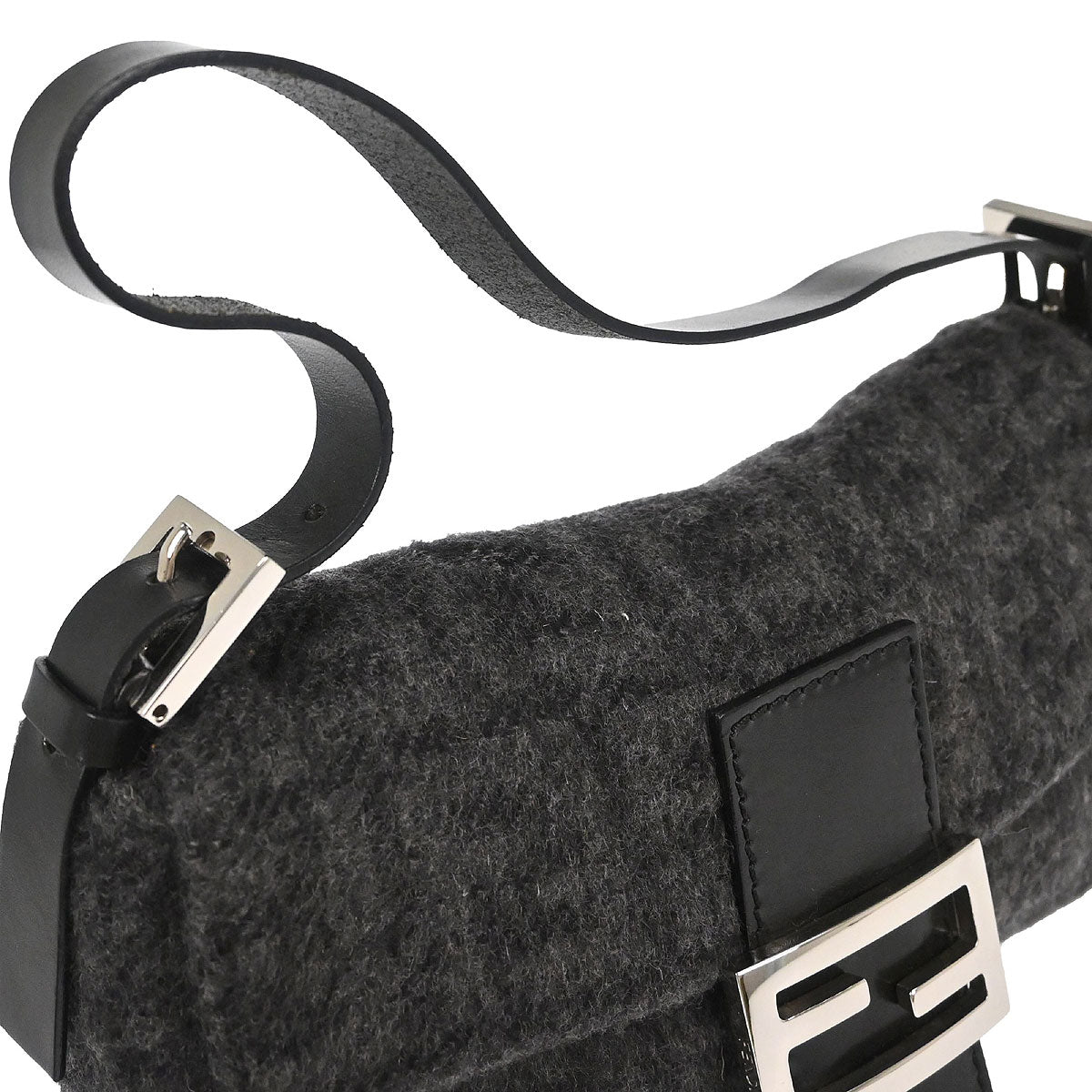 Fendi Gray Wool Zucca Baguette Handbag