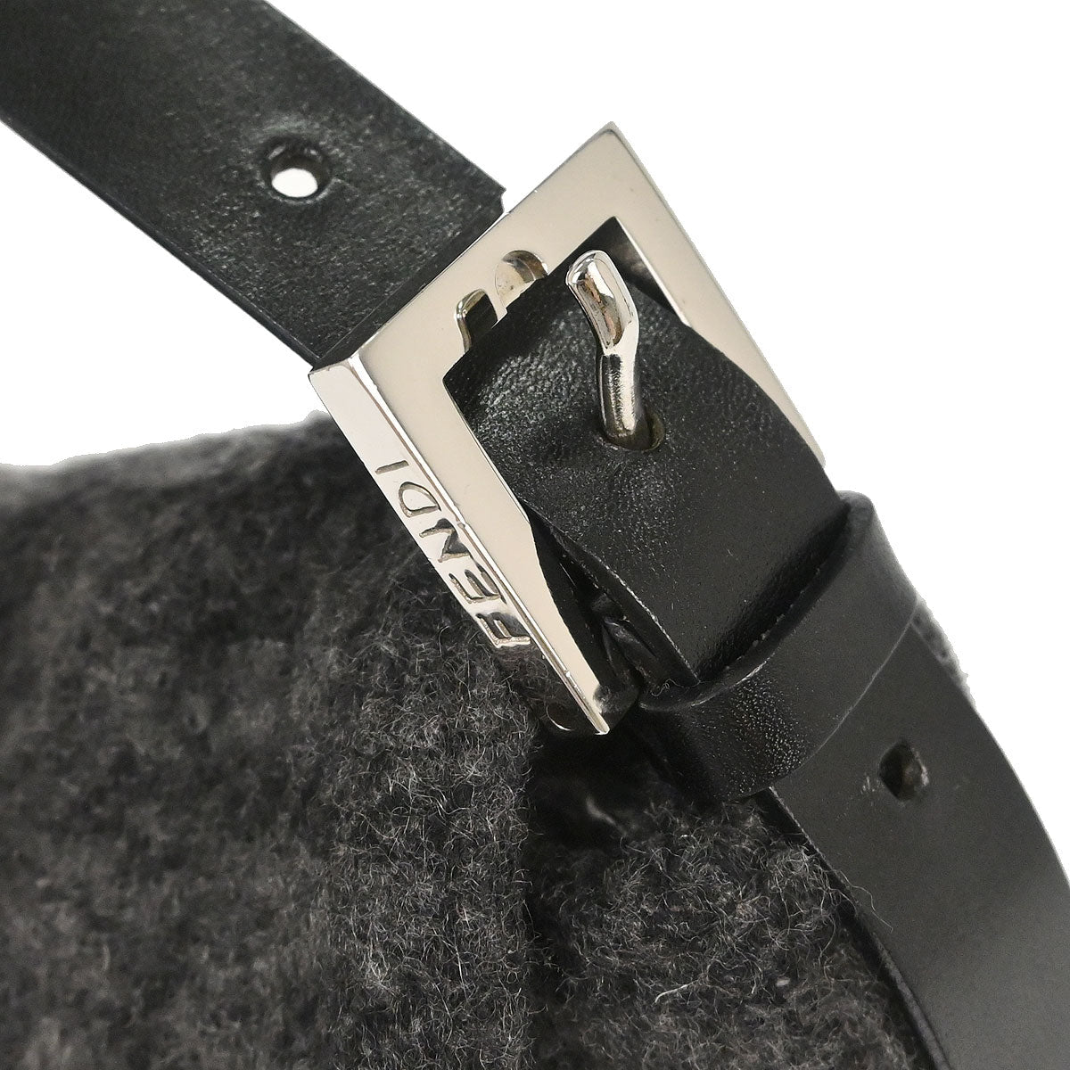 Fendi Gray Wool Zucca Baguette Handbag