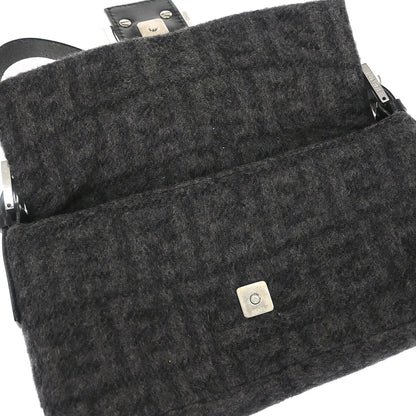 Fendi Gray Wool Zucca Baguette Handbag