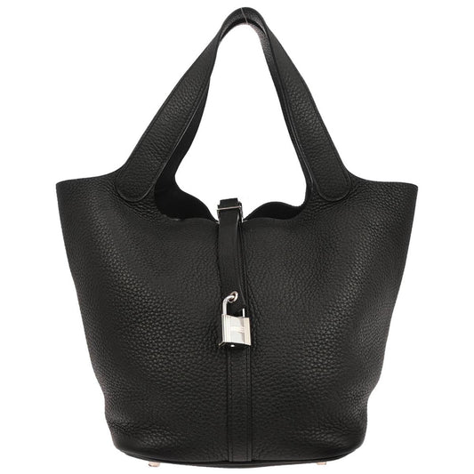 Hermes Black Taurillon Clemence Picotin Lock 22 MM Handbag