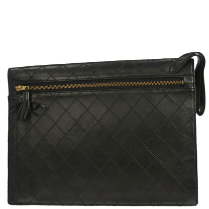 Chanel 1986-1988 Black Lambskin Bicolore Clutch Bag