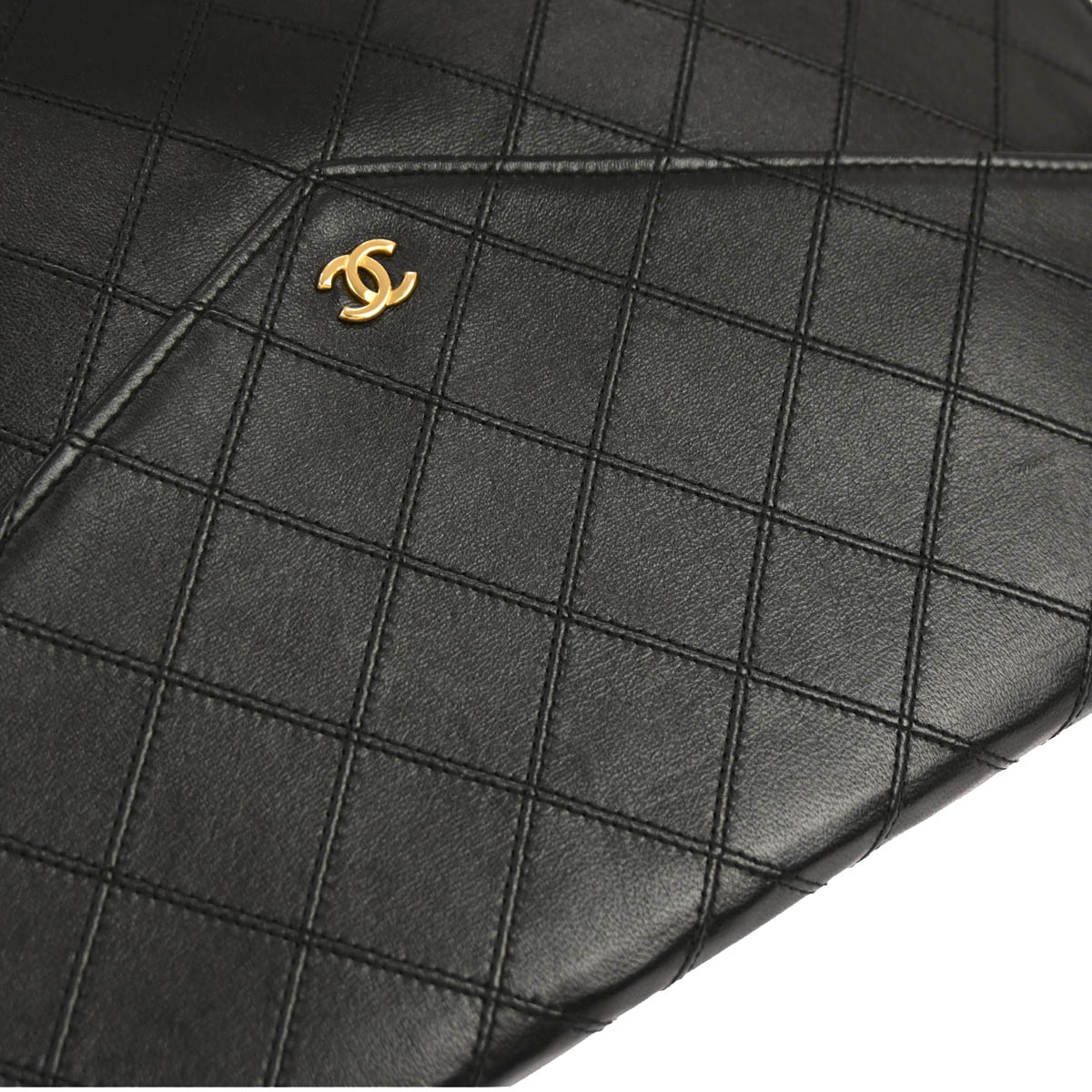 Chanel 1986-1988 Black Lambskin Bicolore Clutch Bag
