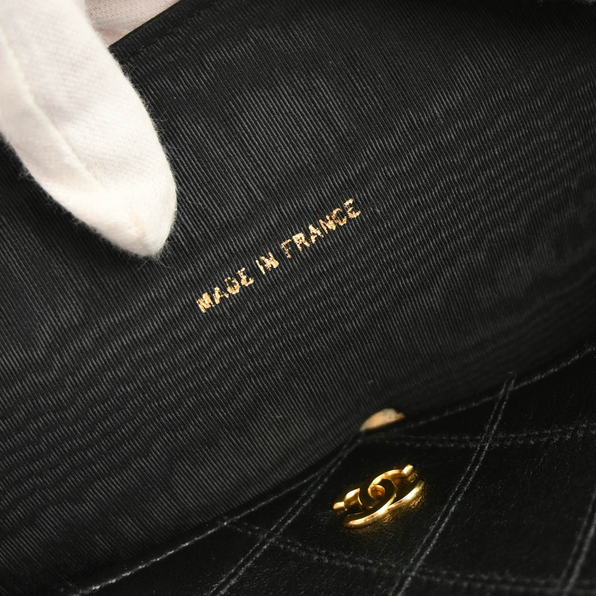 Chanel 1986-1988 Black Lambskin Bicolore Clutch Bag