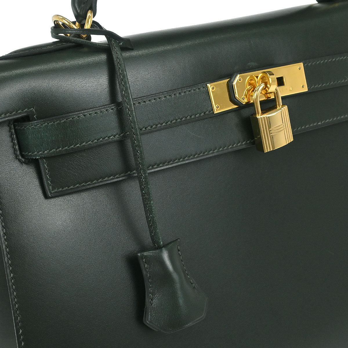 Hermes Vert Fonce Box Calf Kelly 32 Sellier 2way Shoulder Handbag