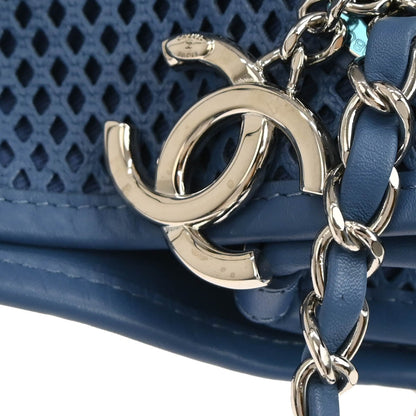 Chanel 2012-2013 Blue Perforated Calfskin Up In The Air Tote Chain Handbag