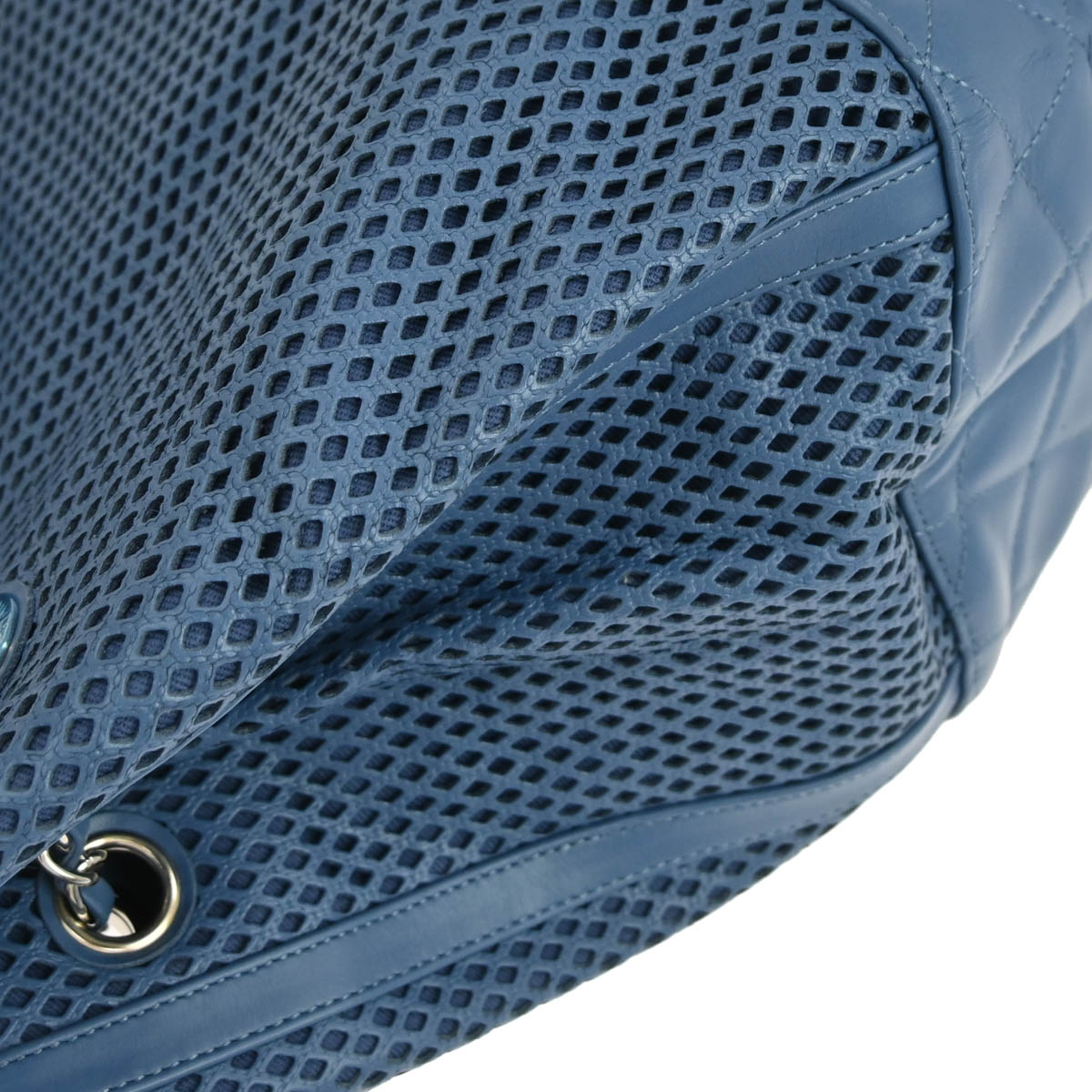 Chanel 2012-2013 Blue Perforated Calfskin Up In The Air Tote Chain Handbag