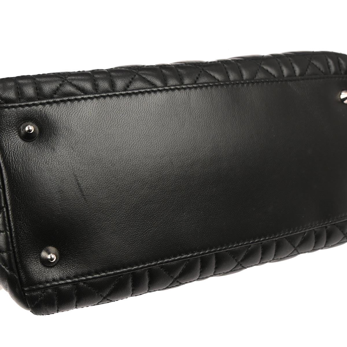 Christian Dior Black Lambskin Lady Dior Cannage 2way Shoulder Handbag