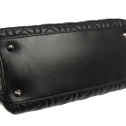 Christian Dior Black Lambskin Lady Dior Cannage 2way Shoulder Handbag