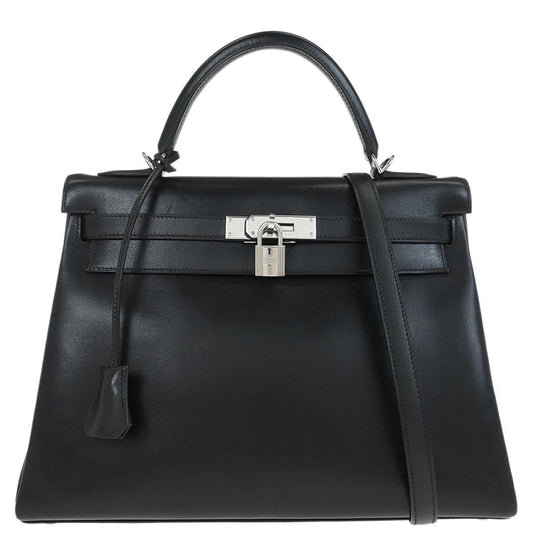 Hermes Black Box Calf Kelly 32 Retourne 2way Shoulder Handbag