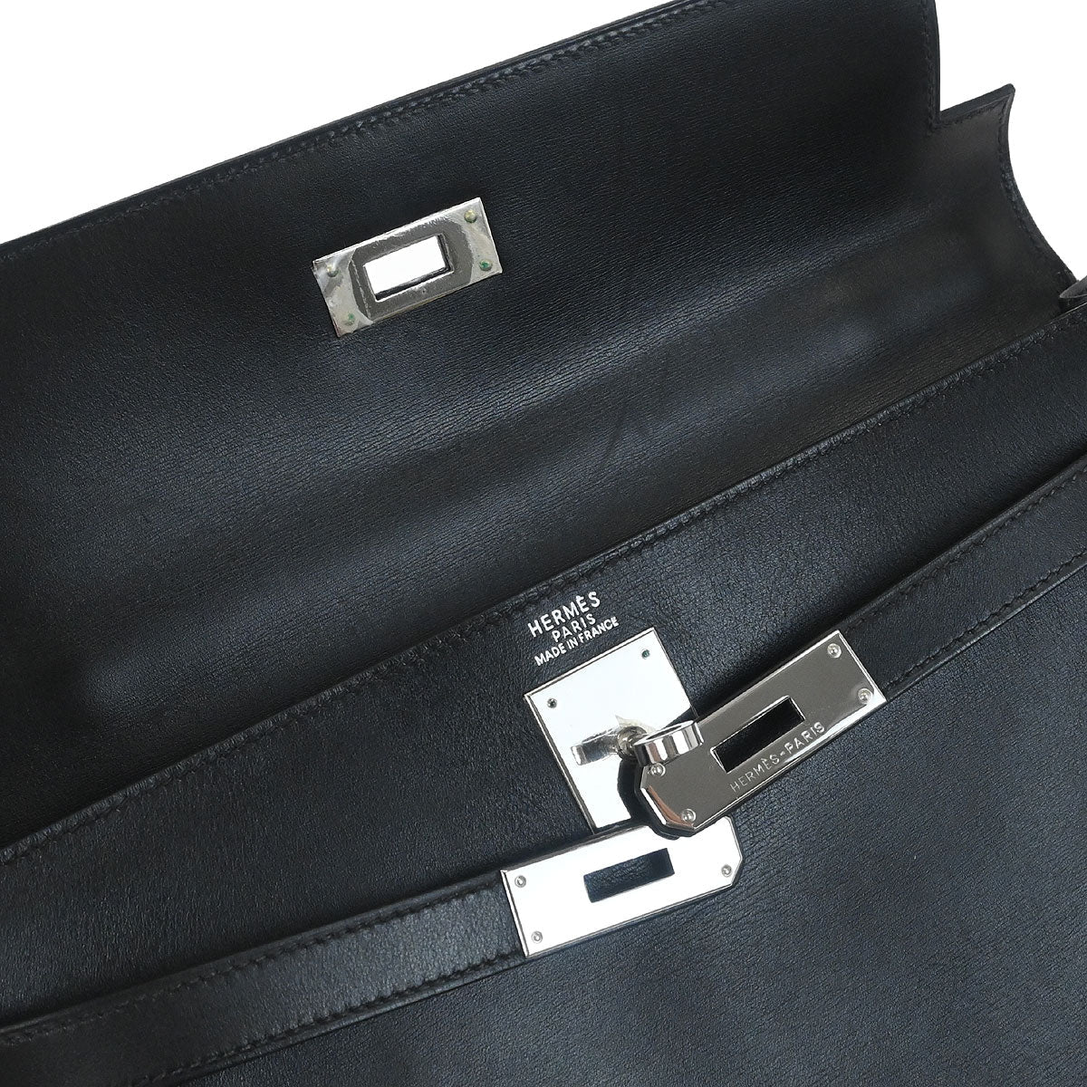 Hermes Black Box Calf Kelly 32 Retourne 2way Shoulder Handbag