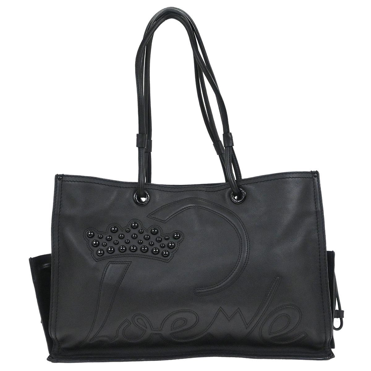 Loewe * Black Leather Shopper Tote Handbag