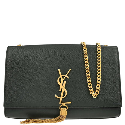 Saint Laurent Dark Green Leather Kate Shoulder Bag