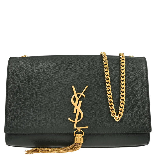 Saint Laurent Dark Green Leather Kate Shoulder Bag