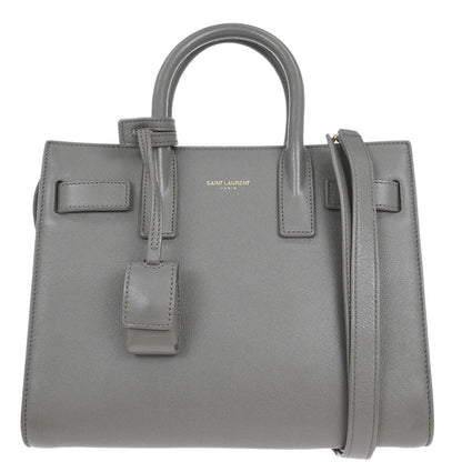 Saint Laurent Gray Calfskin Sac de Jour 2way Shoulder Handbag