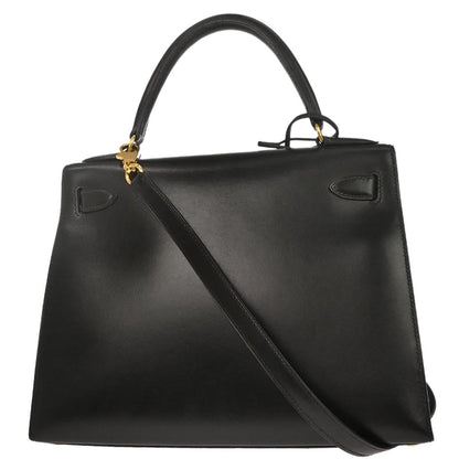 Hermes Black Box Calf Kelly 28 Sellier 2way Shoulder Handbag