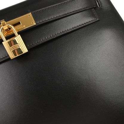 Hermes Black Box Calf Kelly 28 Sellier 2way Shoulder Handbag